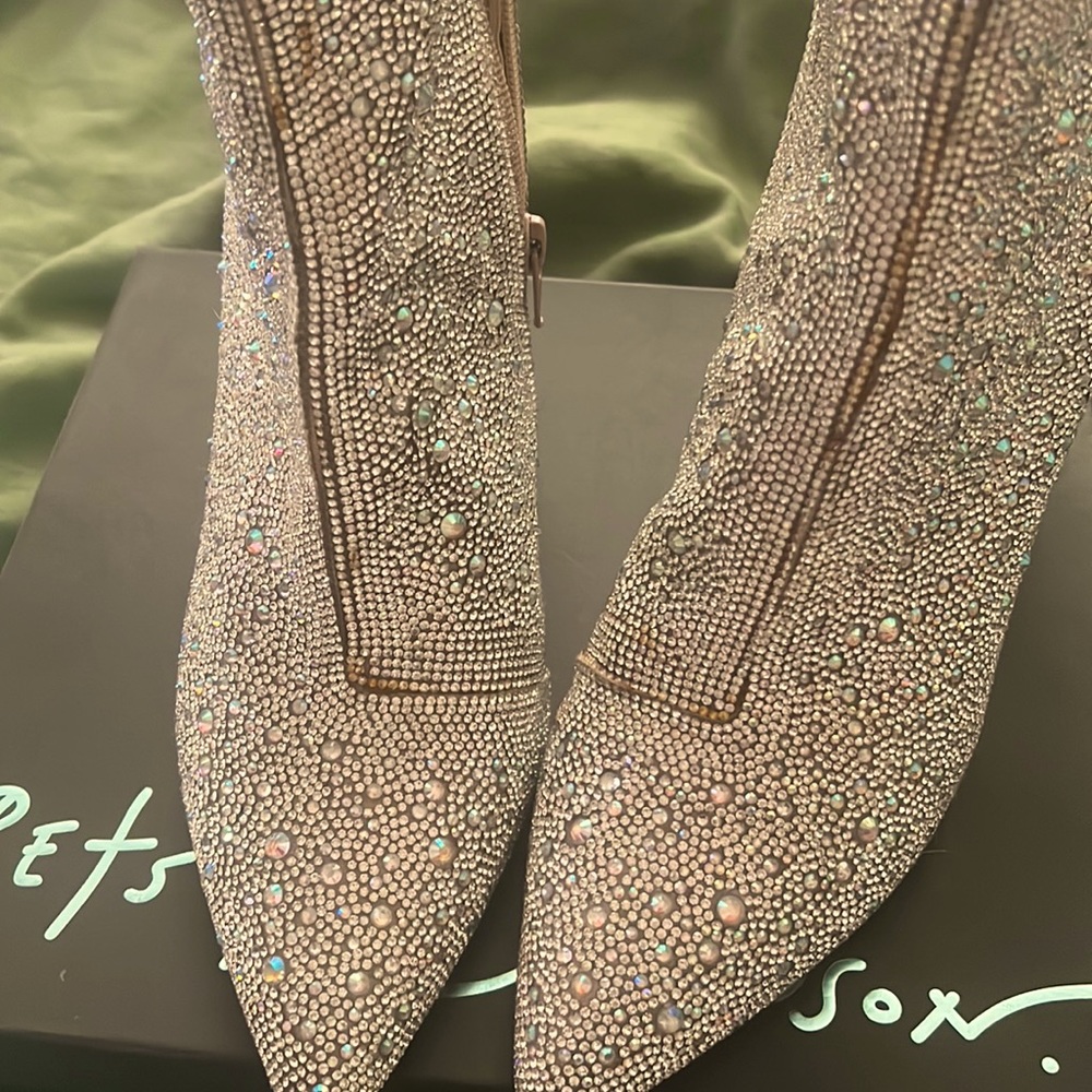 Betsy Johnson Rhinestone Boots- worn 1 time - size 11-